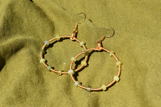 Gold-Plated South Jade Hoop Earrings