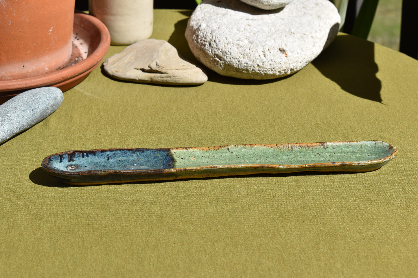 Long Incense Holder - Blue & Green