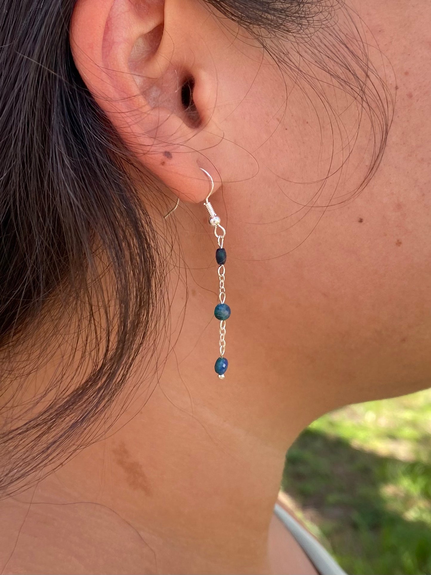 Faceted Azurite Raindrop Earrings