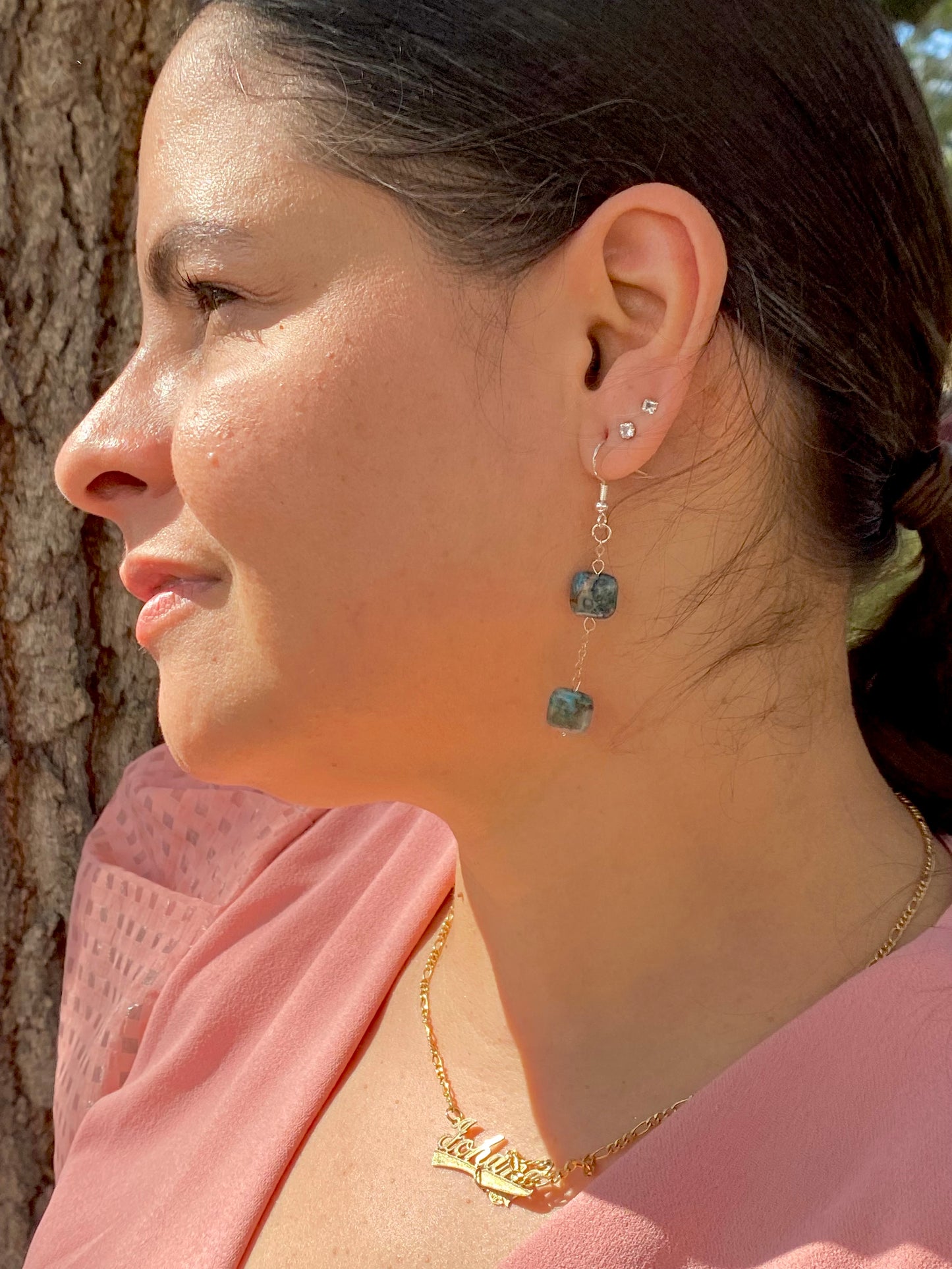 Blue Agate Raindrop Earrings