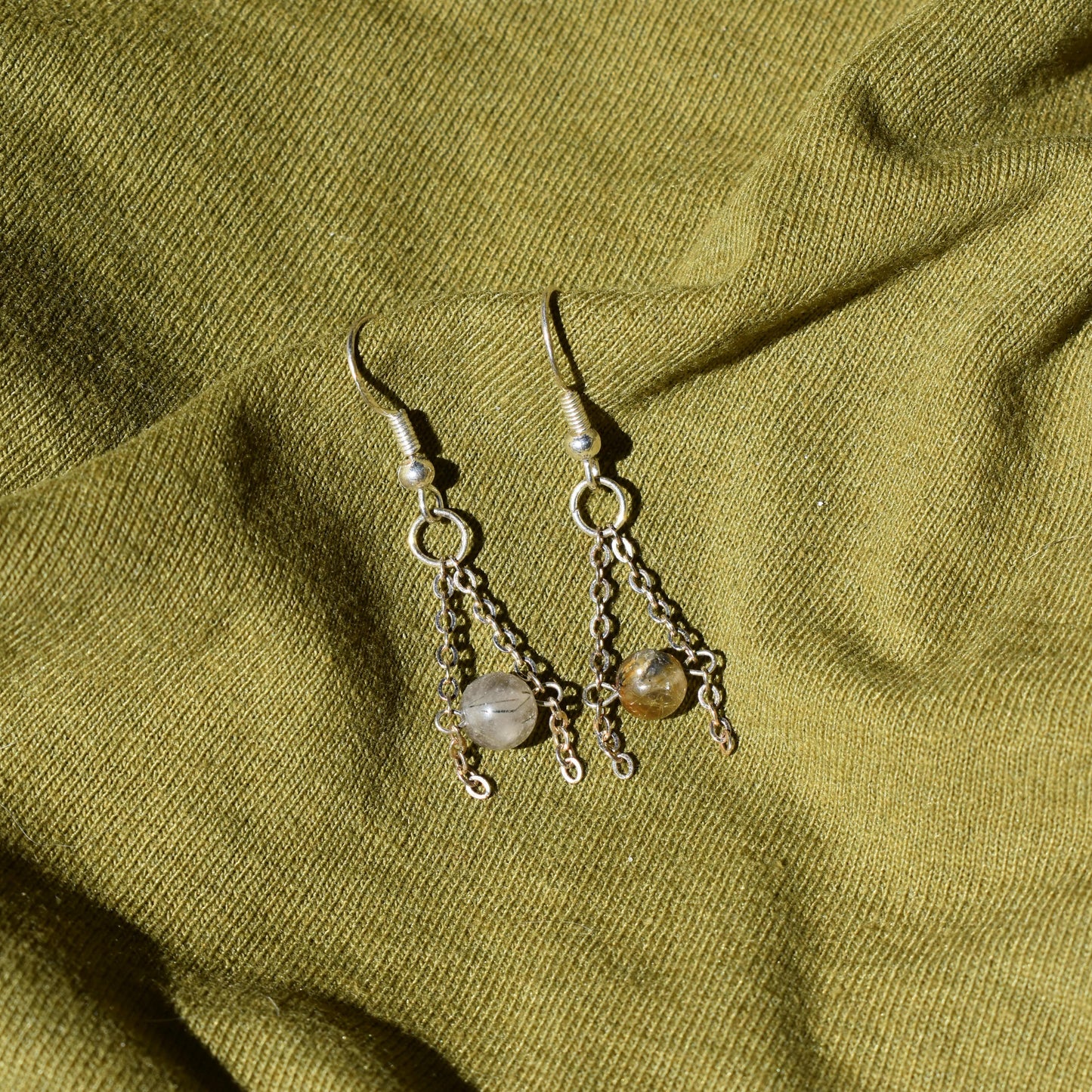 Rutilated Quartz Chandelier Earrings