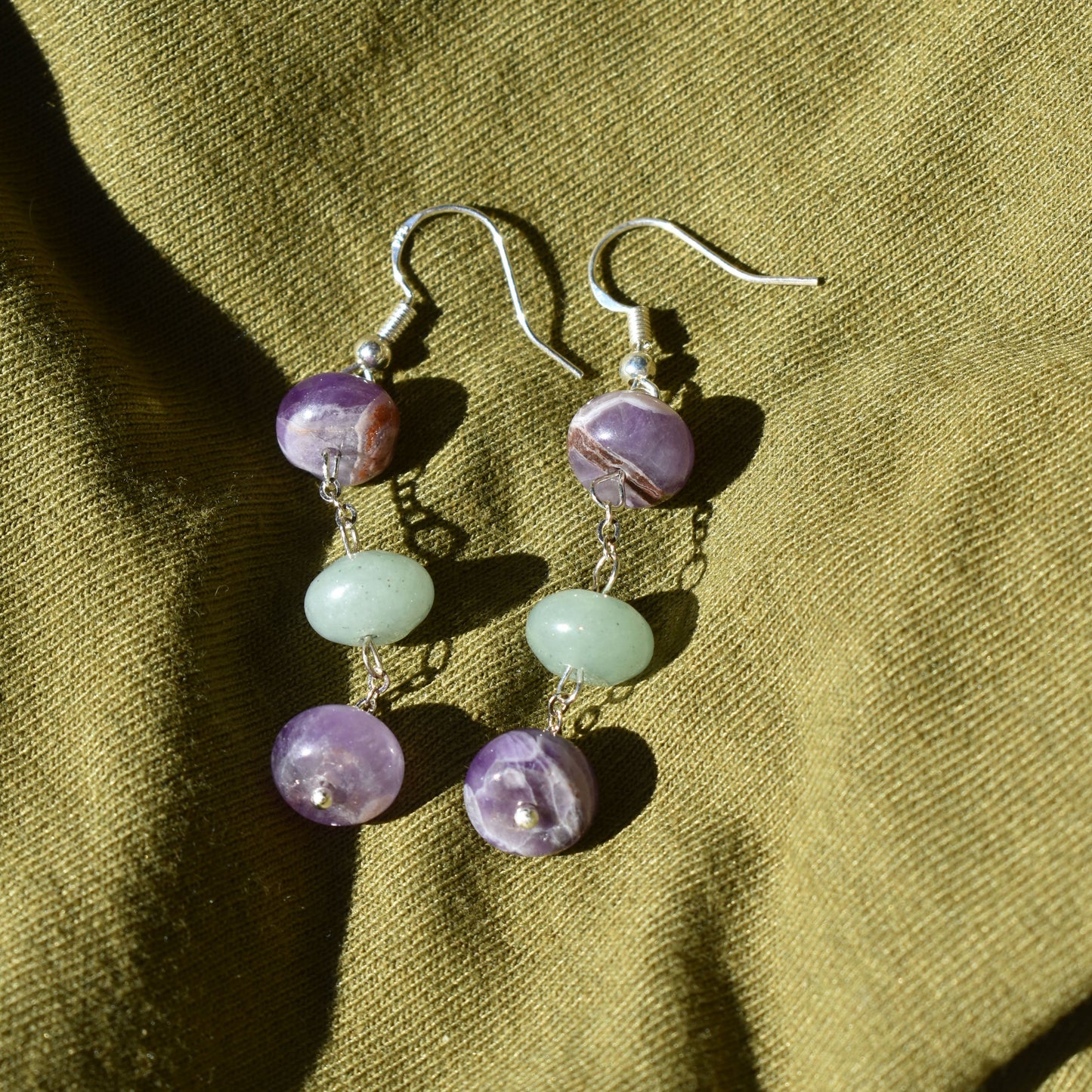 Amethyst and Aventurine Orbit Earrings