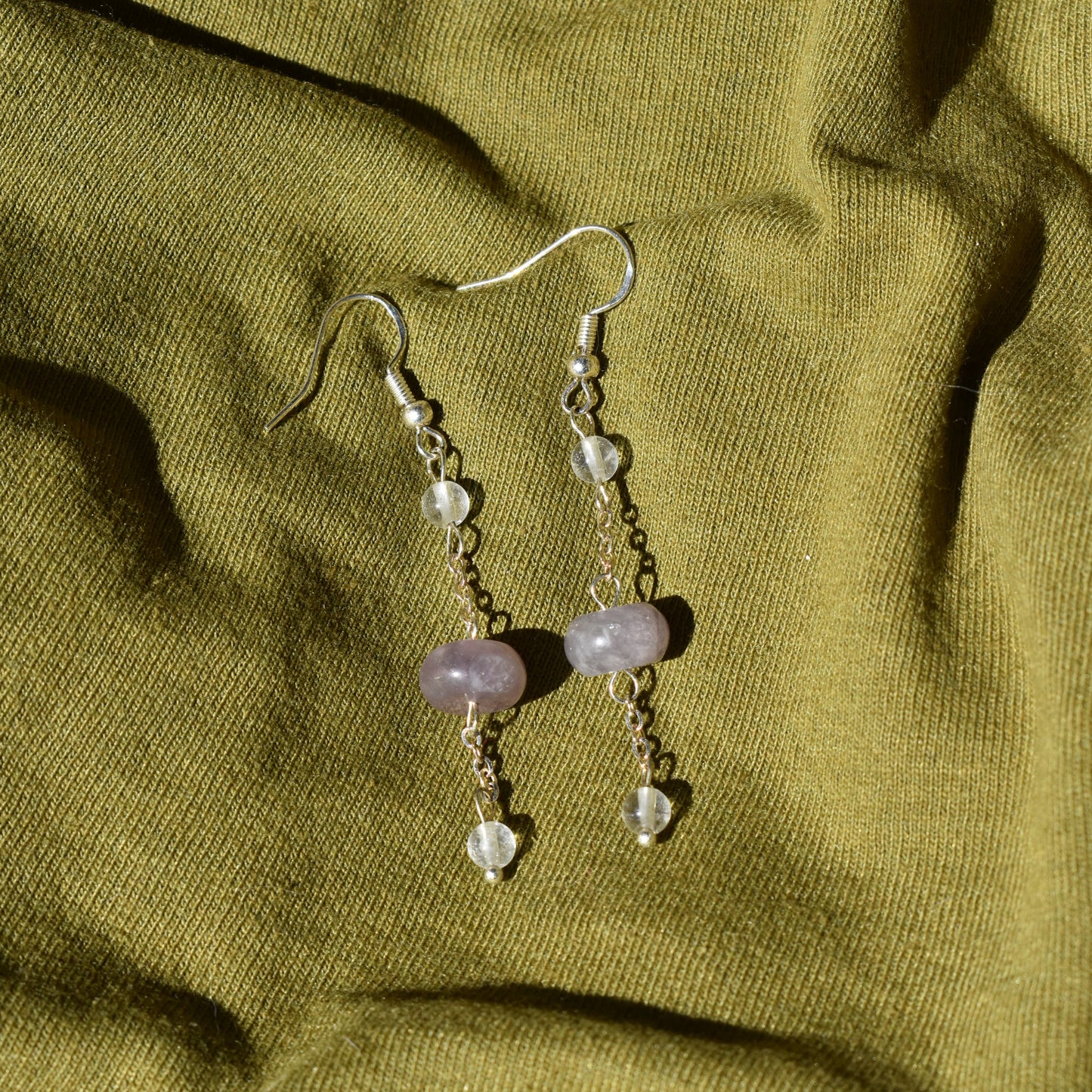 Quartz and Amethyst Orbit Earrings