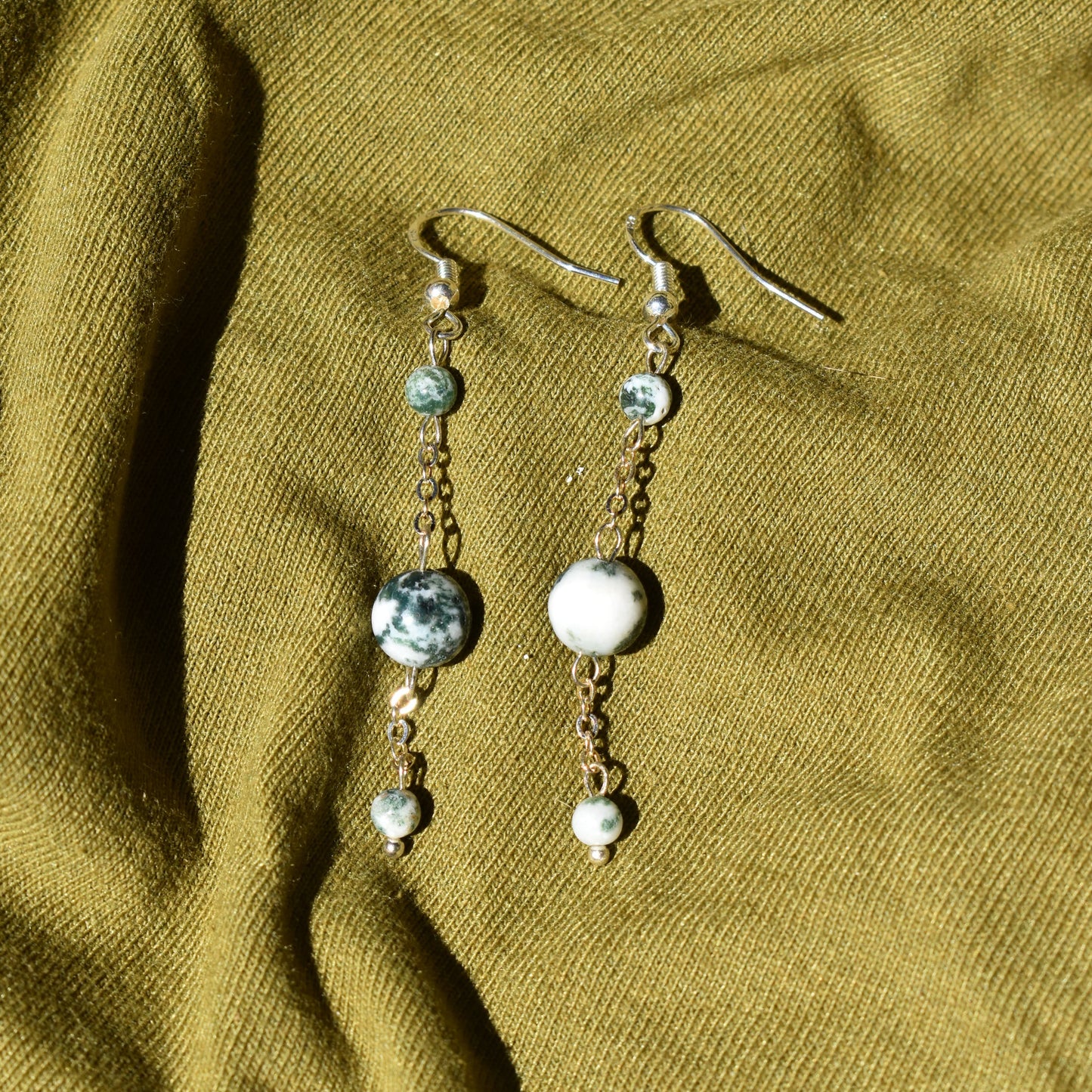 Moss Agate Orbit Earrings