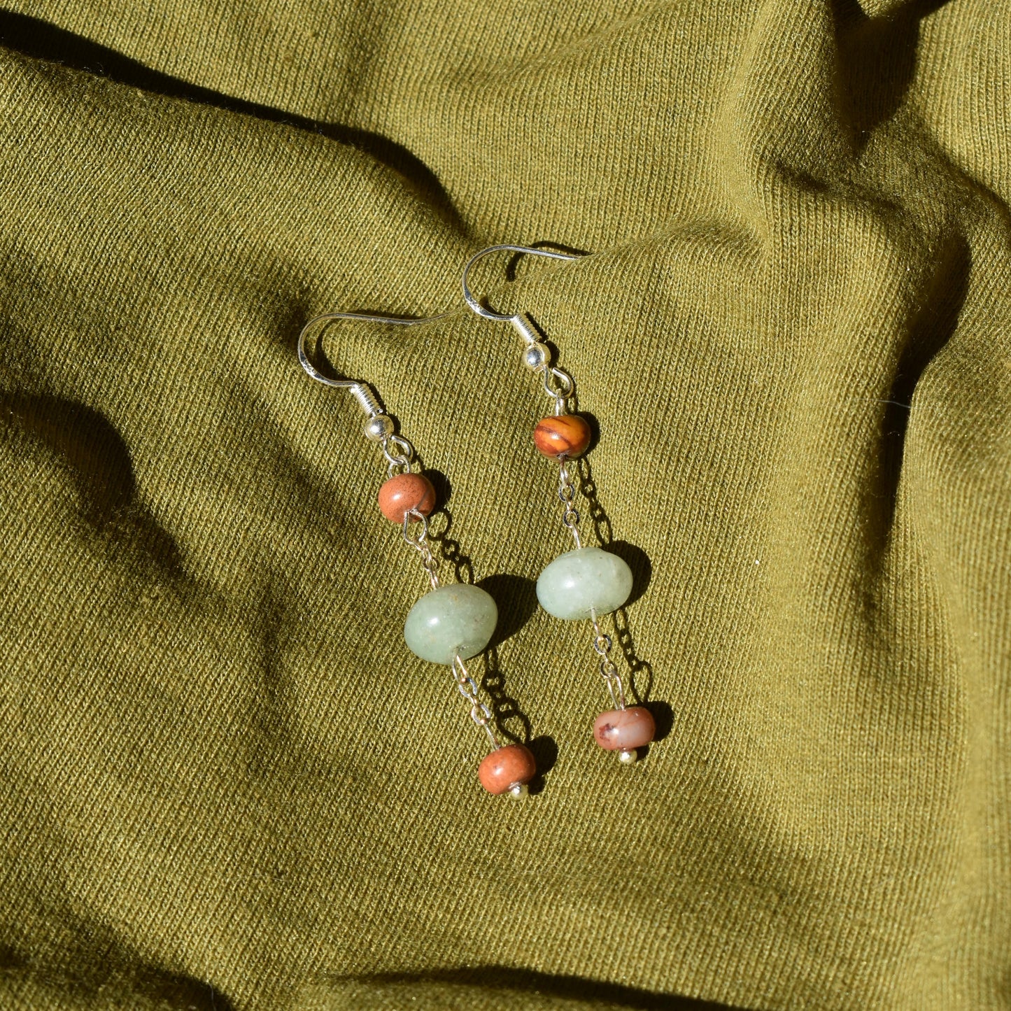 Pink Jasper and Aventurine Orbit Earrings