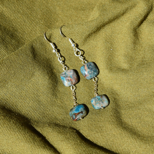 Blue Agate Raindrop Earrings