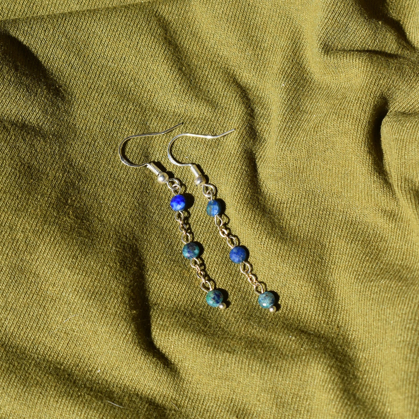 Faceted Azurite Raindrop Earrings