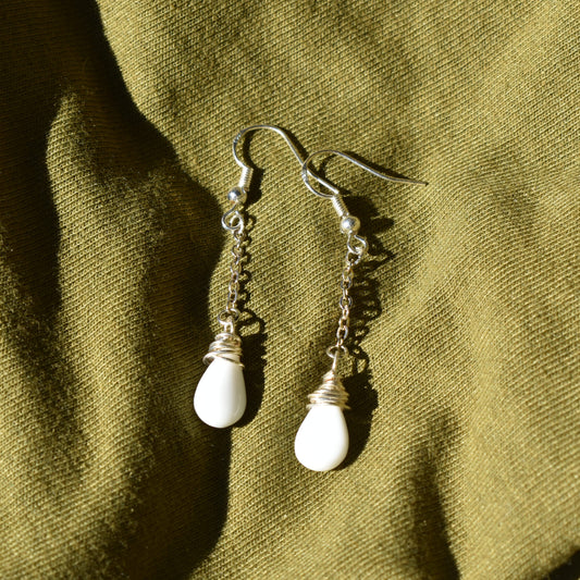 White Coral Teardrop Earrings